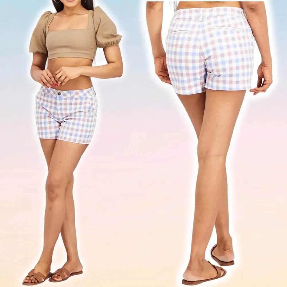 NWT MARKET & SPRUCE Checkered Chino Shorts Sz 8 Multicolor - Picture 1 of 5